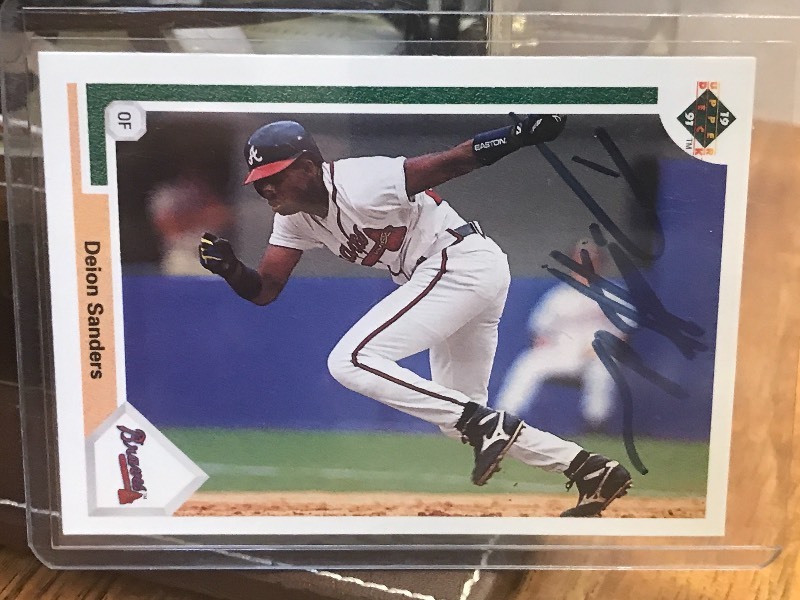 DEION SANDERS BASEBALL AUTOGRAPHED CARD