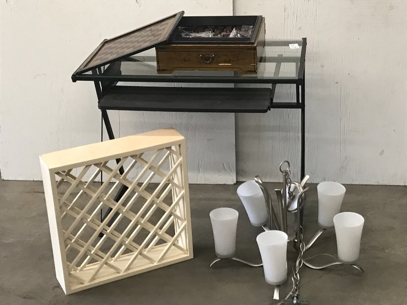 lot 64 image: Lot Of 36 Glass-Top Desk With Key...