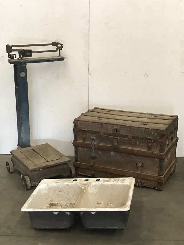 lot 88 image: Lot Of Double-Bowl Cast Iron Sink,...