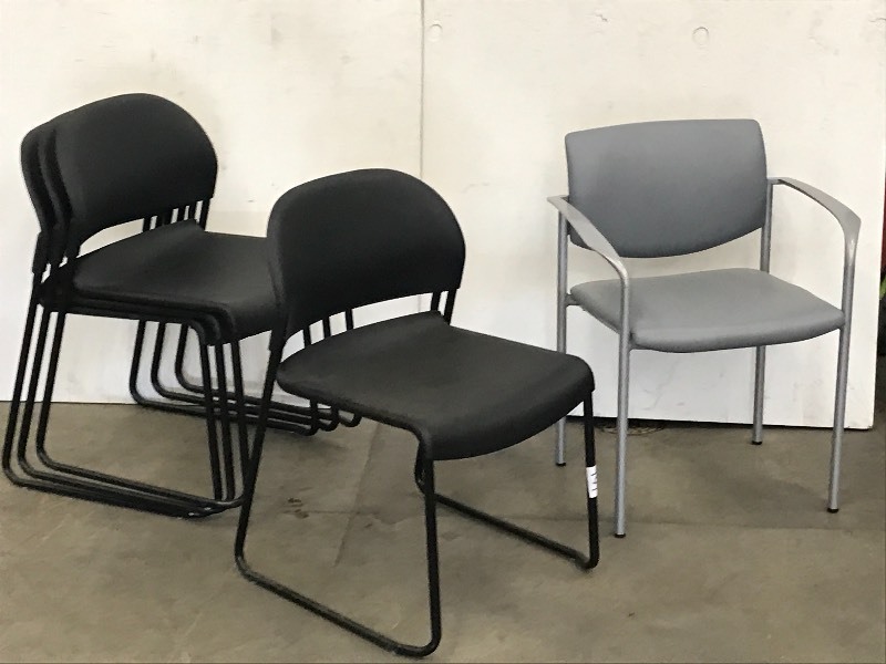 lot 101 image: Lot Of (5) Steel-Framed Padded Offi...