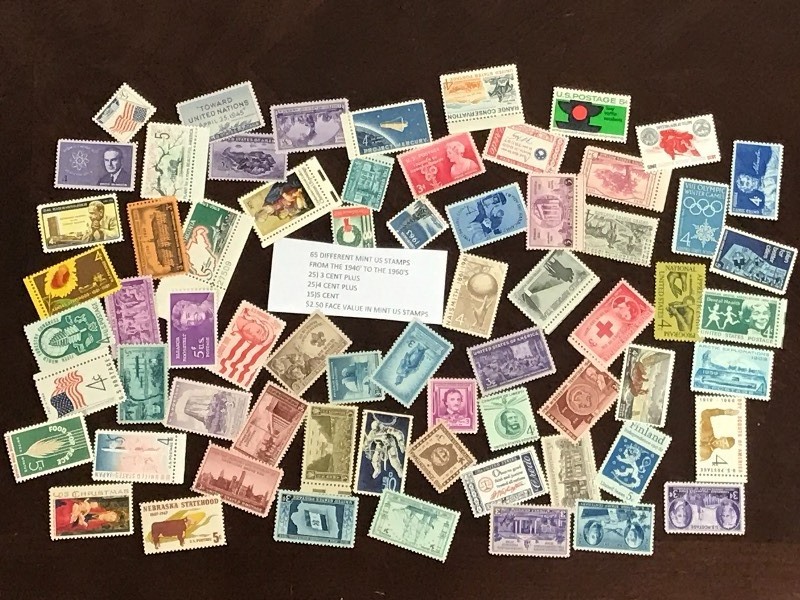 (65) Different Mint US Stamps