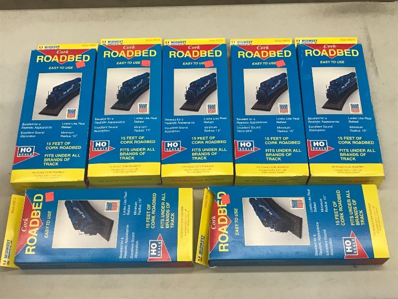 (7) HO Scale Midwest Cork Roadbed...