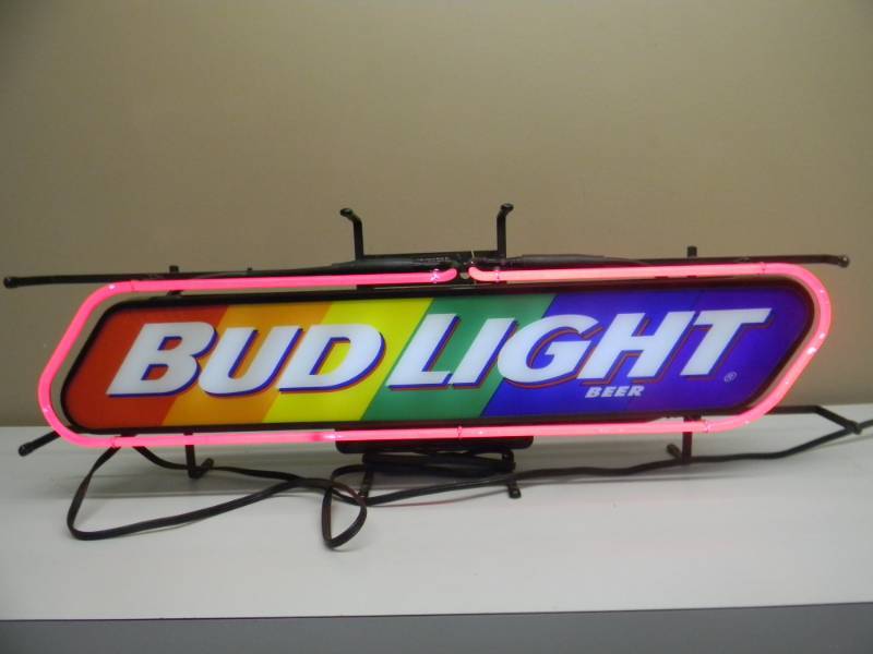 lot 10 image: VINTAGE - RARE BUD LIGHT RAINBOW - WORKS - APPROX 33 BY 11 - SEE PICTURES