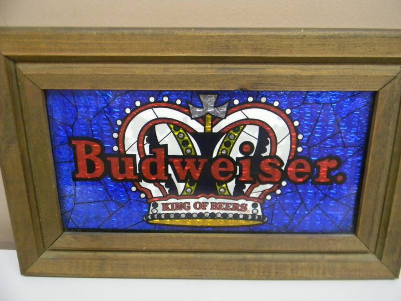 lot 37 image: VINTAGE BUDWEISER KING OF BEERS FOIL BAR SIGN - RARE - NICE CONDITION FOR ITS AGE - APPROX 17 BY 10 - SEE PICTURES