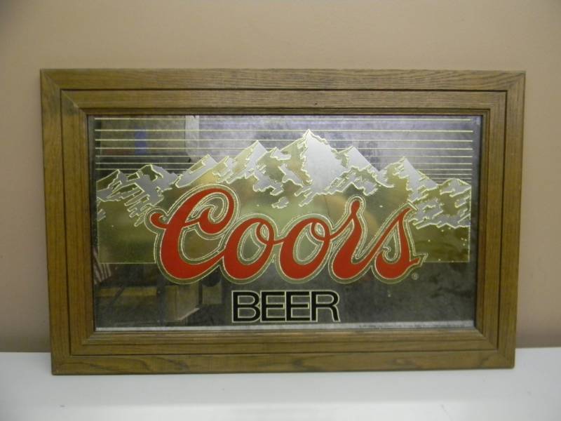 lot 40 image: VINTAGE COORS BEER BAR MIRRORSIGN - NICE PIECE - APPROX 28 BY 18 - SEE PICTURES