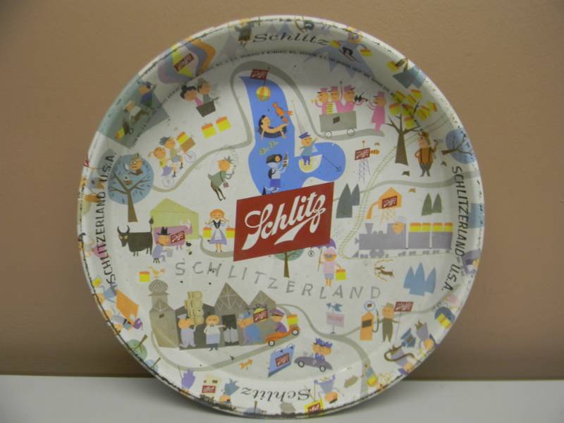 lot 44 image: Vintage RARE 1957 Schlitz Beer Schlitzerland 12 Beer Tray Milwaukee Wisconsin - SEE PICTURES