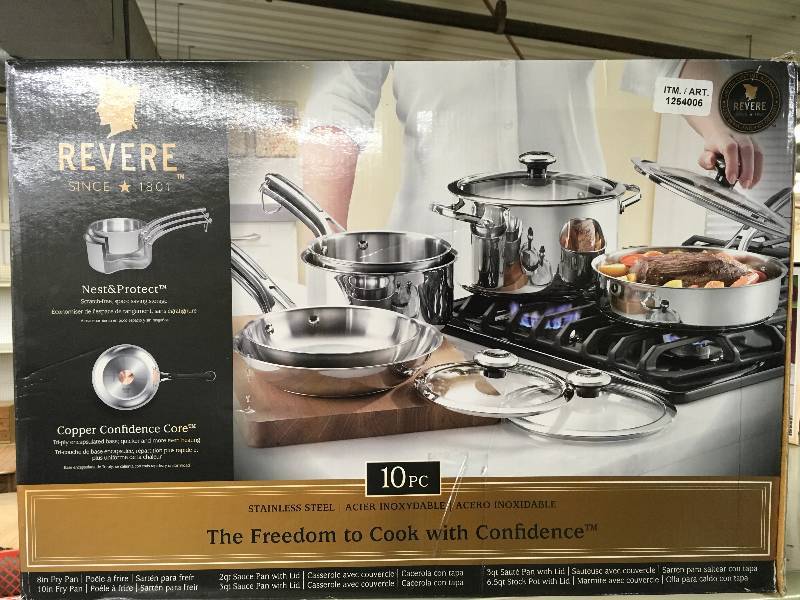 lot 21 image: Revere 10PC Cookware, Retail $99.99