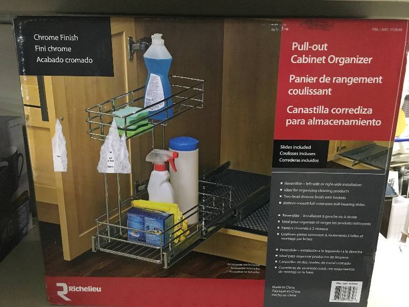 lot 24 image: Richelieu Pull-Out Cabinet Organizer, Retail $19.99