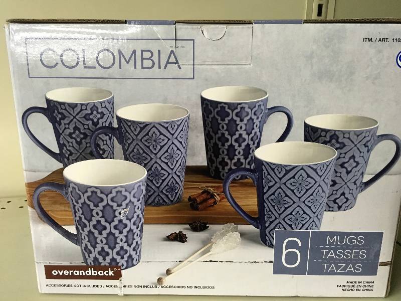 lot 41 image: Over & Back Colombia 6Pc Mug Set, Retail $12.99