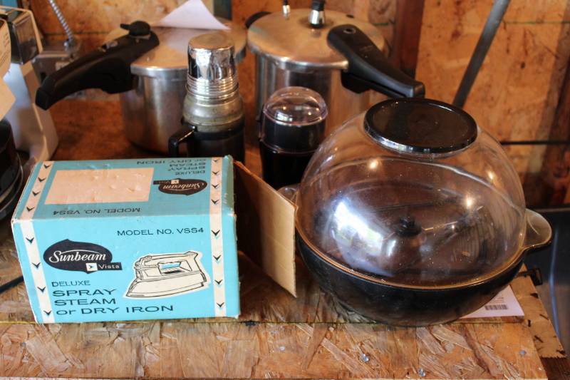Capresso Grinder, Popcorn Maker, Vintage Sunbeam Iron, Thermos