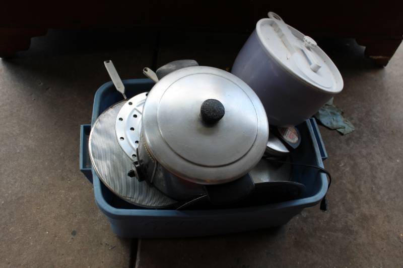 Kitchenware, Appliances - Cuisinart Waffle Maker, Coffee Pot, Skillet w Lid, Splatter Guards, Sunbeam CookerFryer, And More