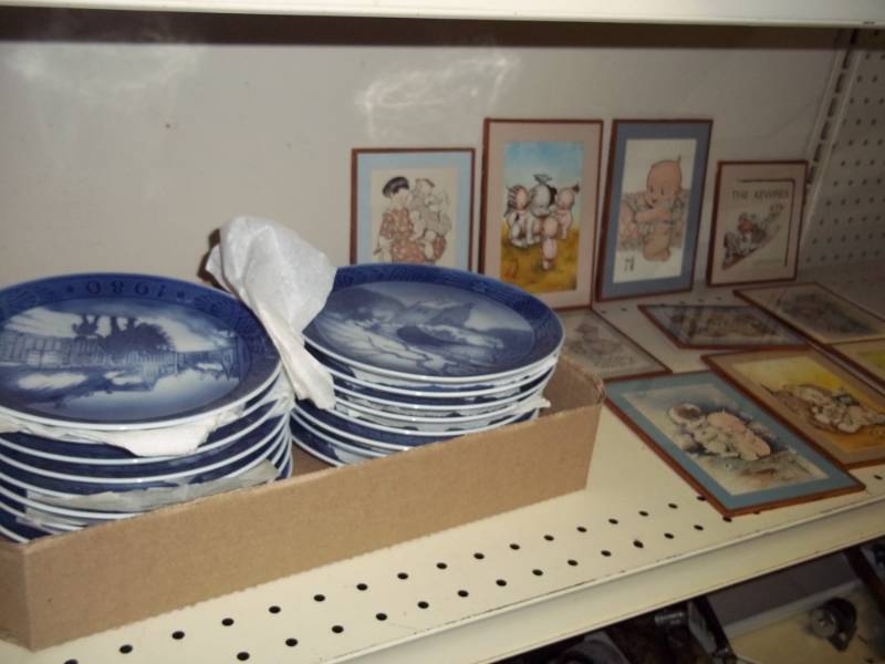 lot 77 image: Royal Copenhagen Blue plates, and kewpie pictures