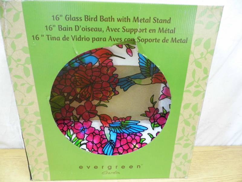 lot 77 image: New Glass Birdbath w Stand