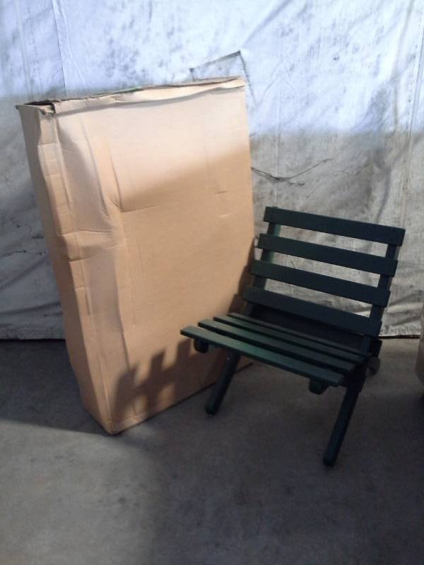 lot 2110 image: Pair of Folding Adirondack Chairs - Hunter Green and Spanish Cedar