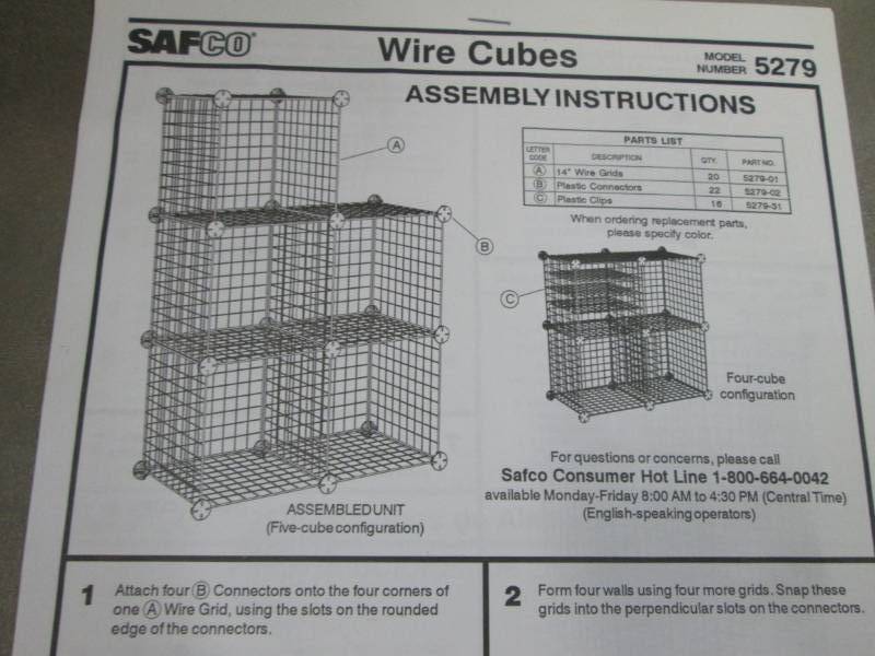 Safco 5279BL Black Wire Cube Shelvi...