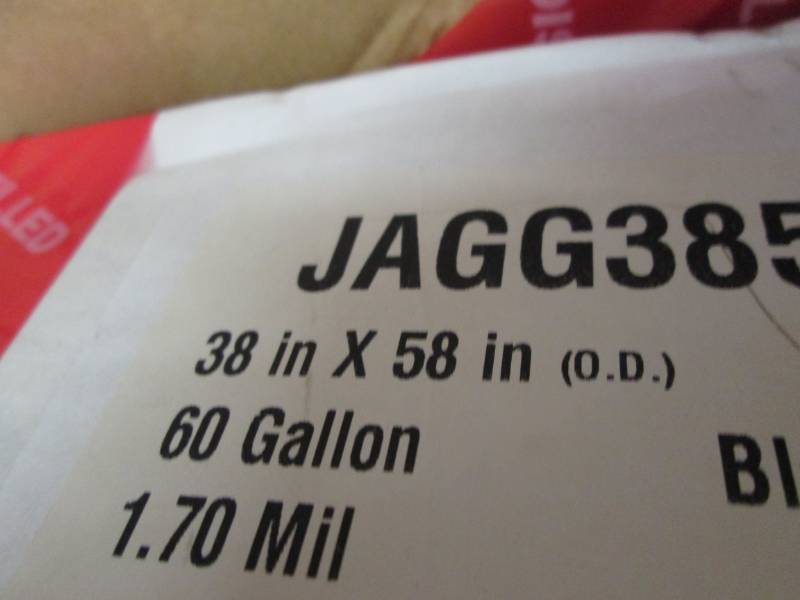 Open Box of 60 Gallon Trash Liners...