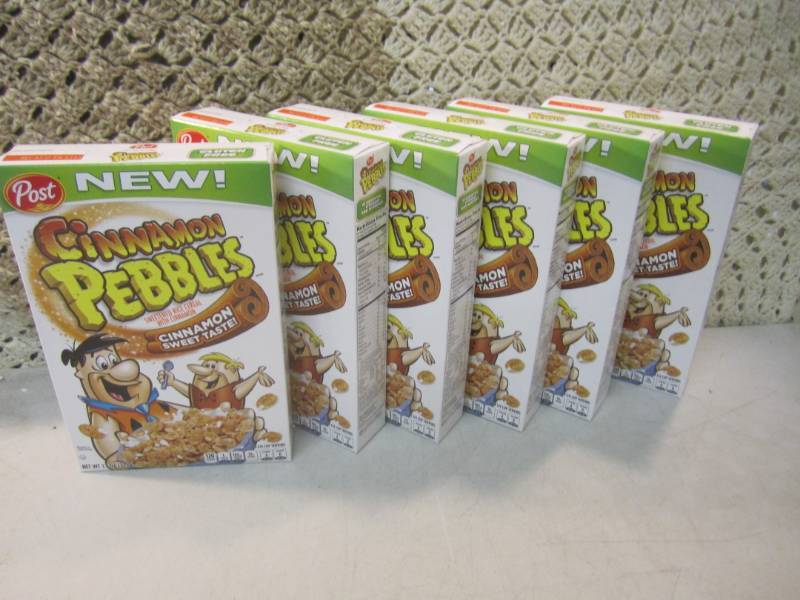 lot 179 image: 6 Boxes of Post Cinnamon Pebbles Ce...