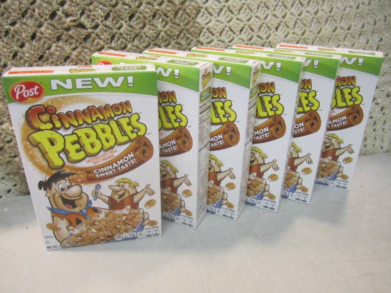 lot 180 image: 6 Boxes of Post Cinnamon Pebbles Ce...