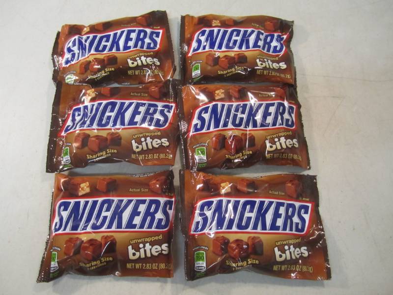 lot 185 image: 6 Bags of Snickers Bites Best by De...