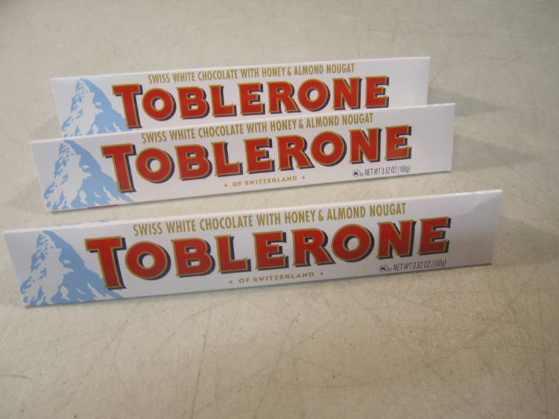 lot 197 image: 3 Bars of Toblerone of Switzerland ...