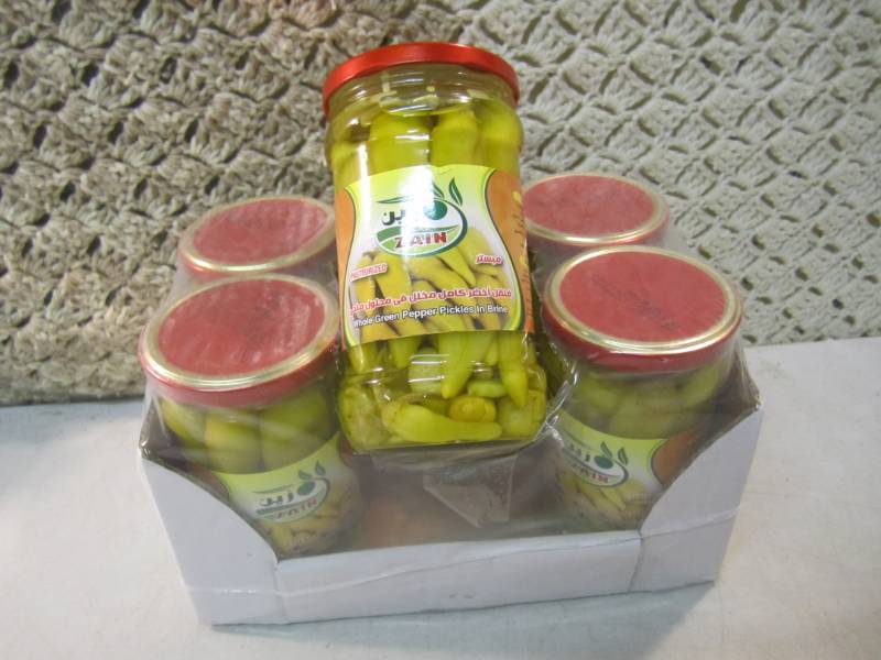 lot 292 image: Case of 6 Jars of Whole Green Peppe...
