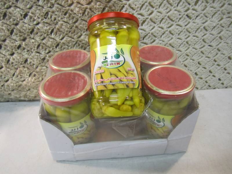 lot 293 image: Case of 6 Jars of Whole Green Peppe...