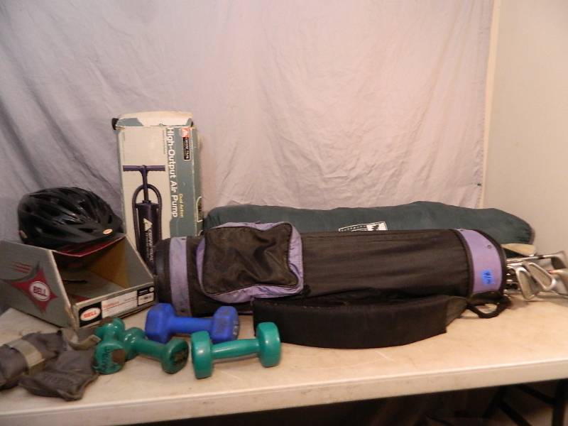 lot 175 image: Tent, Golf Clubs, Weights, Etc