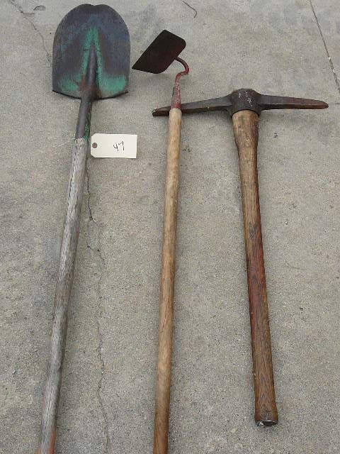 lot 47 image: Shovel, Hoe, & Pick Axe