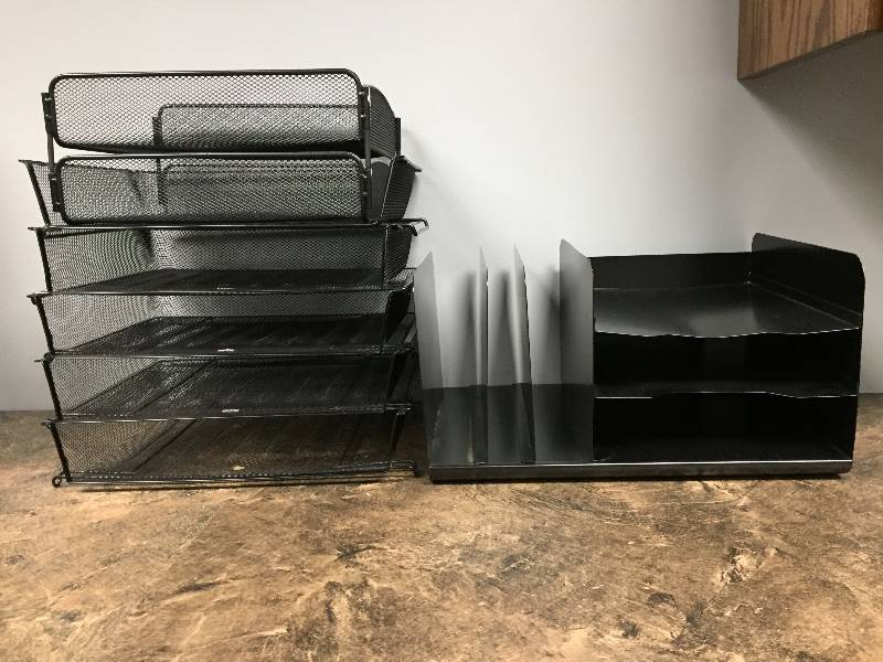 lot 84 image: Office Sorting Bins - Black Metal  Mesh