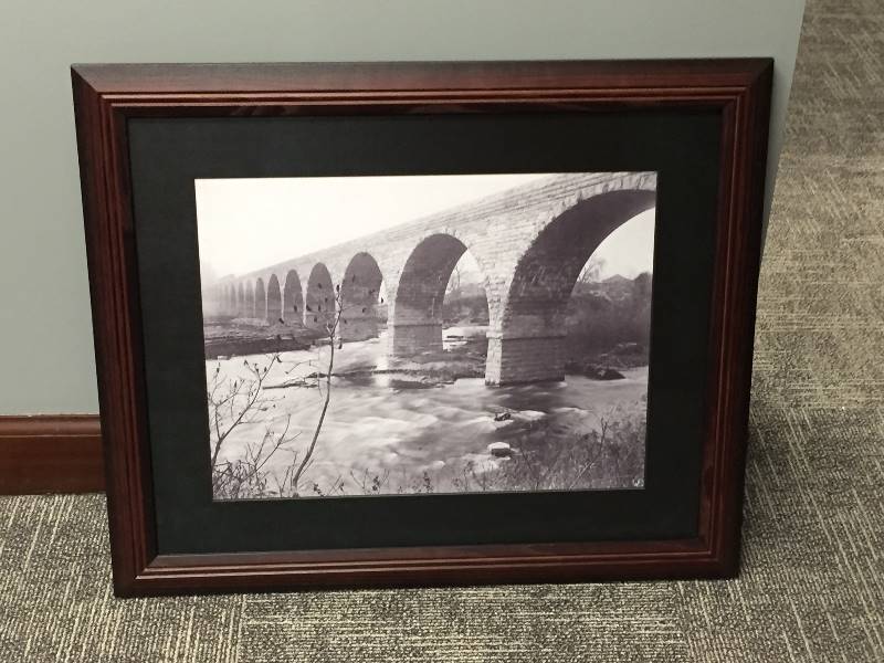 lot 82 image: Framed St. Paul Stone Arch Bridge Picture