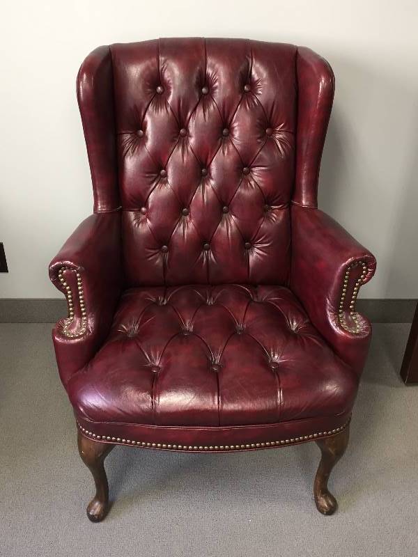 lot 11 image: Burgandy Wing Chair