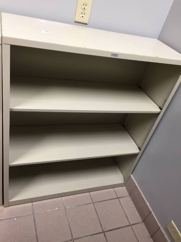 lot 56 image: Qty 3 Metal Shelving Units by HON