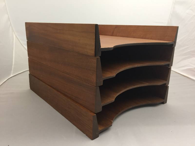 lot 122 image: Qty 4 Wood Letter Sorting Trays
