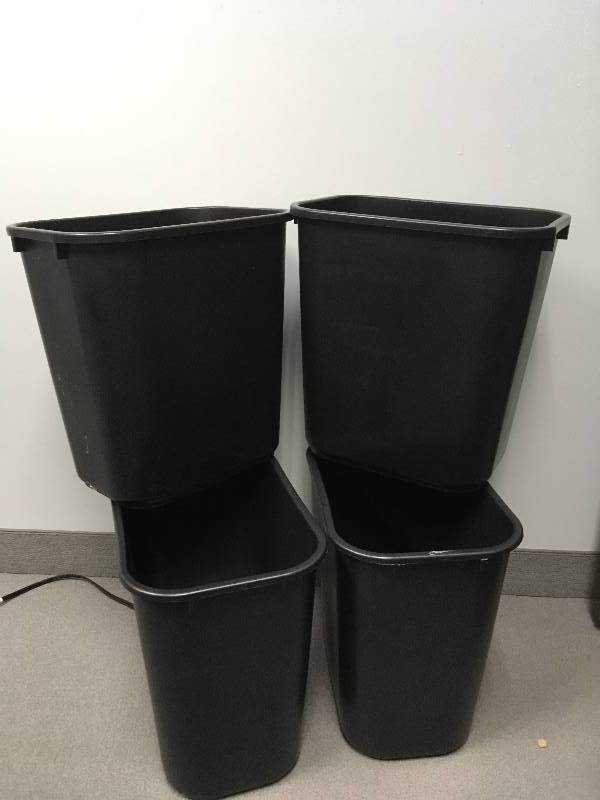 lot 134 image: 4 Black Waste Garbage Bins Cans