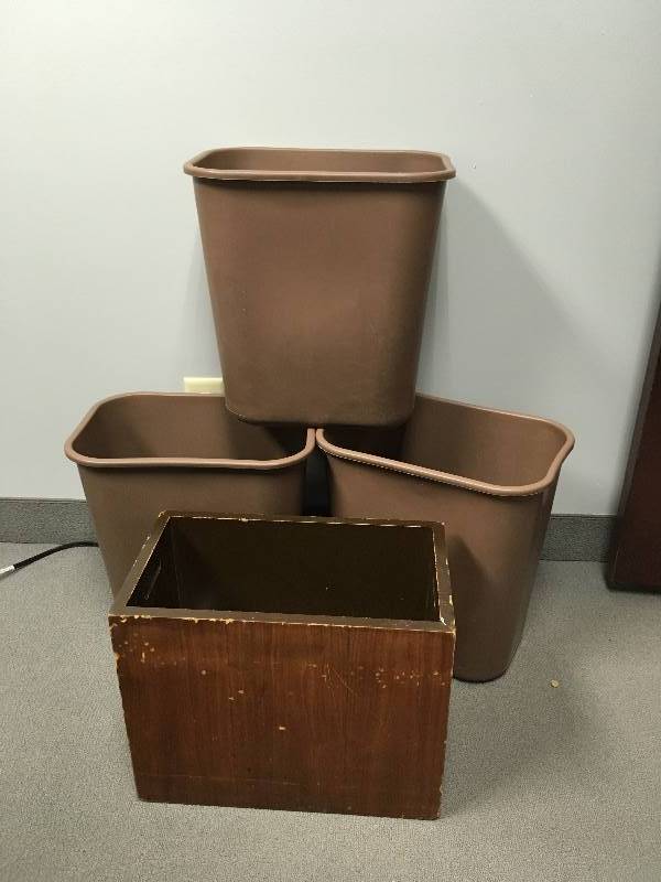 lot 135 image: 4 Brown Waste Garbage Bins Cans