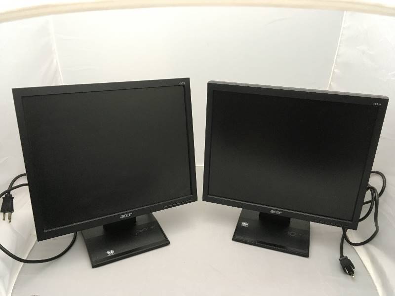 lot 187 image: Qty 2 Acer LCD Monitors V173