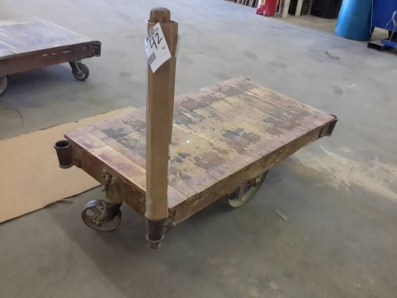 lot 42 image: Antique Railroad cart.. Appear to be NUTTING, but not all have markings..Hardware in excellent shape