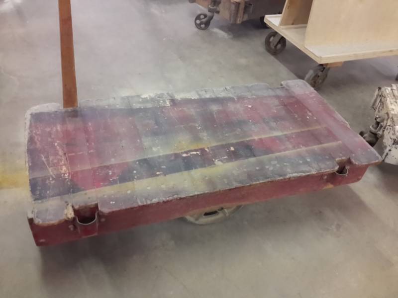 lot 48 image: Antique Railroad cart.. Appear to be NUTTING, but not all have markings..Hardware in excellent shape