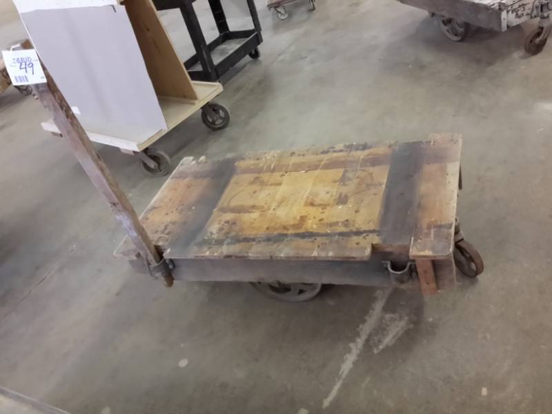 lot 49 image: Antique Railroad cart.. Appear to be NUTTING, but not all have markings..Hardware in excellent shape