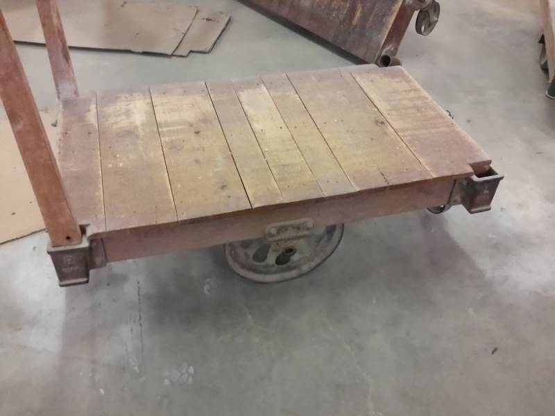 lot 53 image: Antique Railroad cart.. Appear to be NUTTING, but not all have markings..Hardware in excellent shape