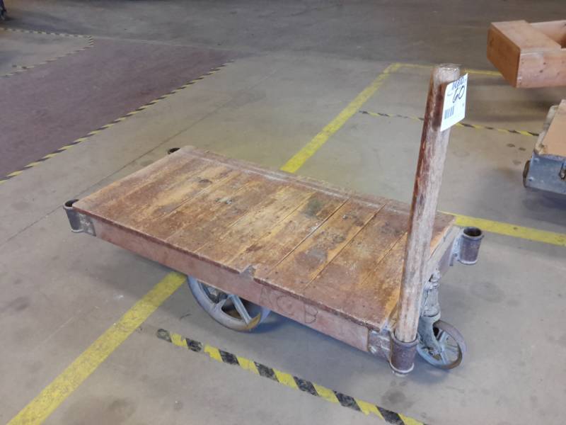 lot 60 image: Antique Railroad cart.. Appear to be NUTTING, but not all have markings..Hardware in excellent shape