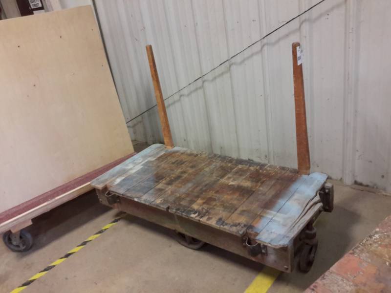 lot 66 image: Antique Railroad cart.. Appear to be NUTTING, but not all have markings..Hardware in excellent shape