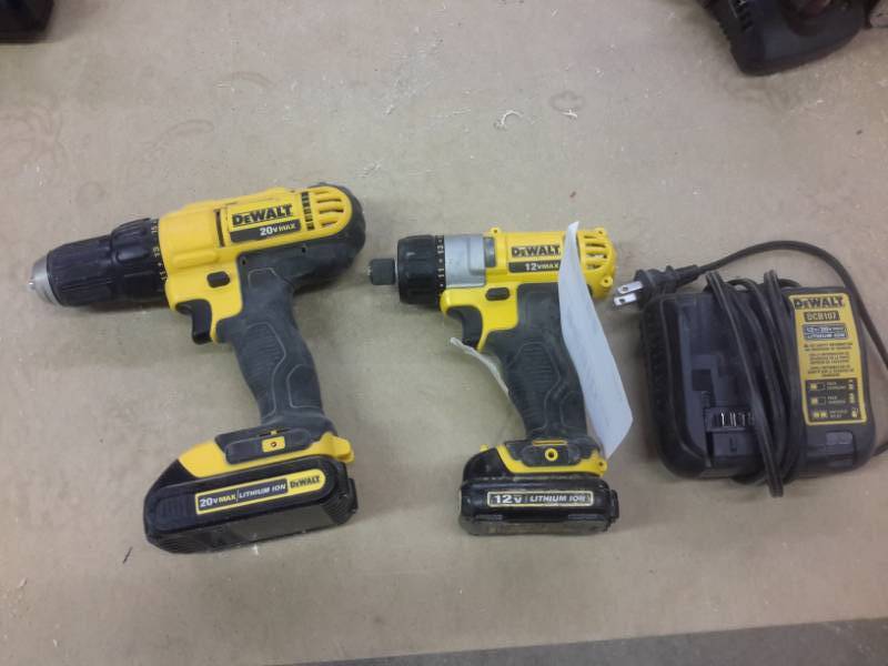lot 260 image: DEWALT DCD771 12 in Cordless Drill Driver DCF610 Cordless Screwdriver.. Includes charger