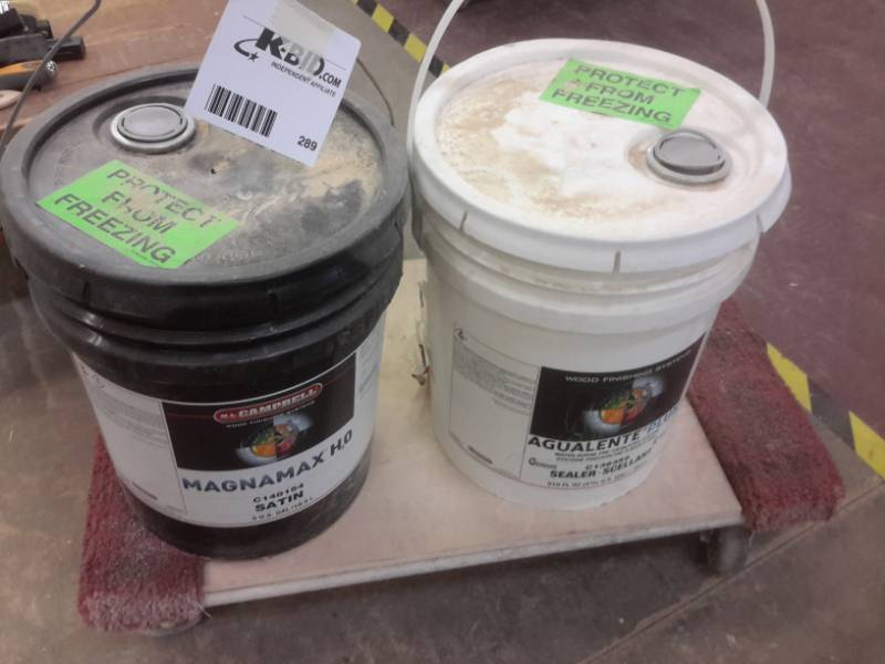 lot 289 image: 2, 4-5 gallon pails of Sealant..see closeups for details