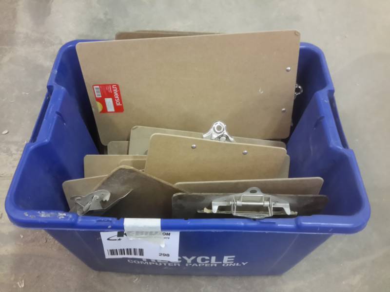 lot 298 image: plastic container full of clip boards