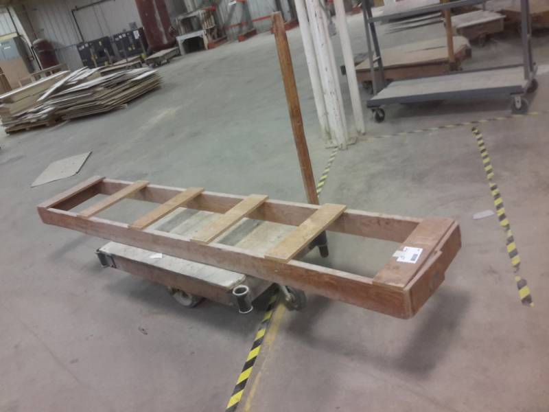 lot 339 image: Nutting, Antique Railroad Cart Large wood frame included if you want it.