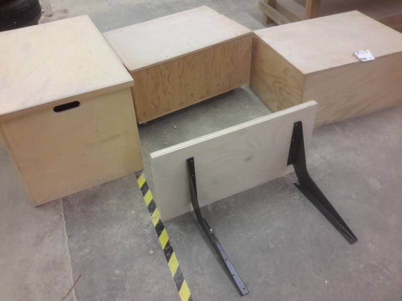 lot 364 image: 3 Wood Storage Boxes and a shelf. 2,  Approx. 24 x 18 x 12.  1, Approx 24 x 18 x 18