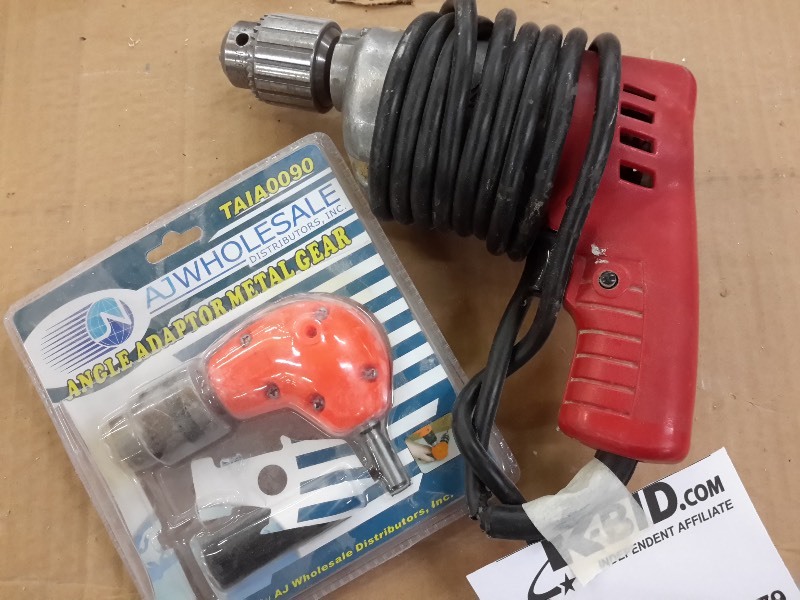 lot 179 image: Milwaukee 38 in Drill  AJ Wholesale, Angle Adaptor Metal Gear (NEW).