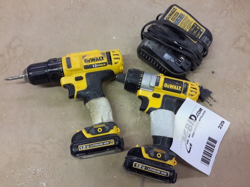 lot 229 image: DEWALT, DCD710 38 in Cordless DrillDriver DCF610 Cordless Screwdriver.. Charger included
