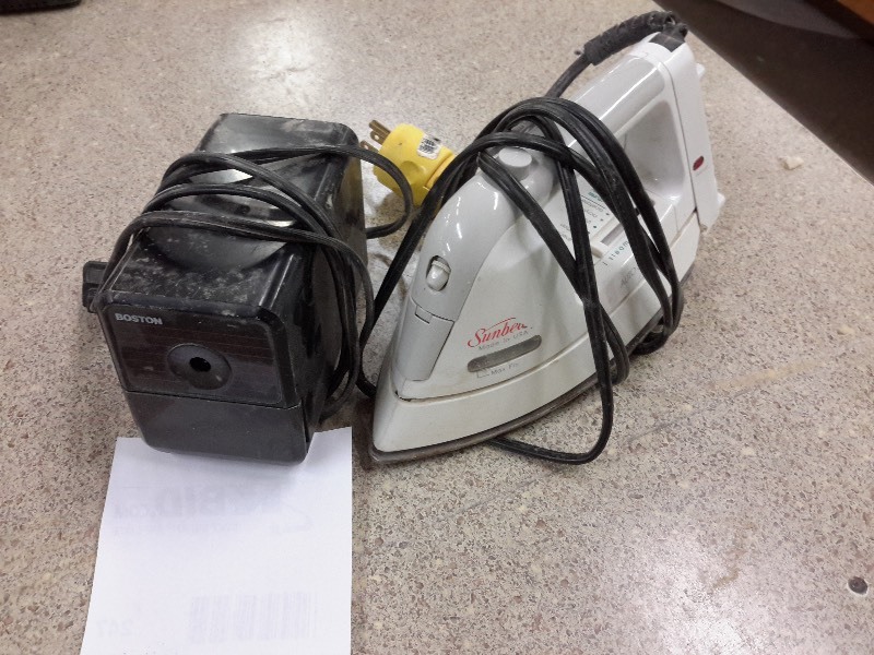 lot 247 image: Electric Pencil Sharpener and Sunbeam Iron
